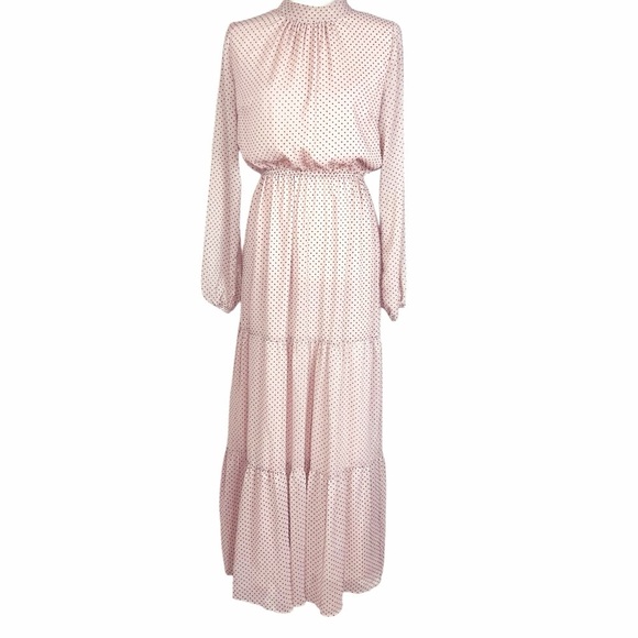 Revolve MinkPink Maxi Dress Medium Spring Tired Swiss Dot Feminine Open Back - Picture 2 of 13